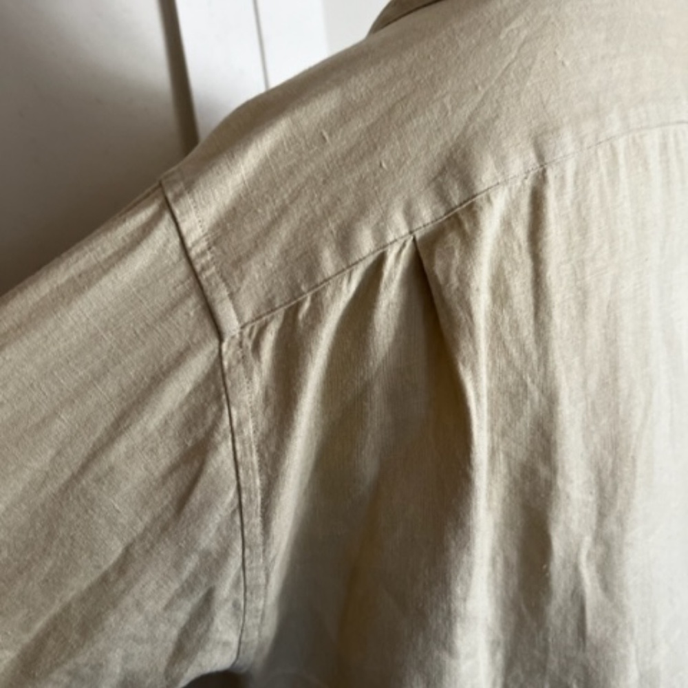 RALPH LAUREN  - SHIRT/BLOUSE  (LAUREN)  SMALL  LINEN  - BEIGE/MUSTARD - Picture 6 of 7